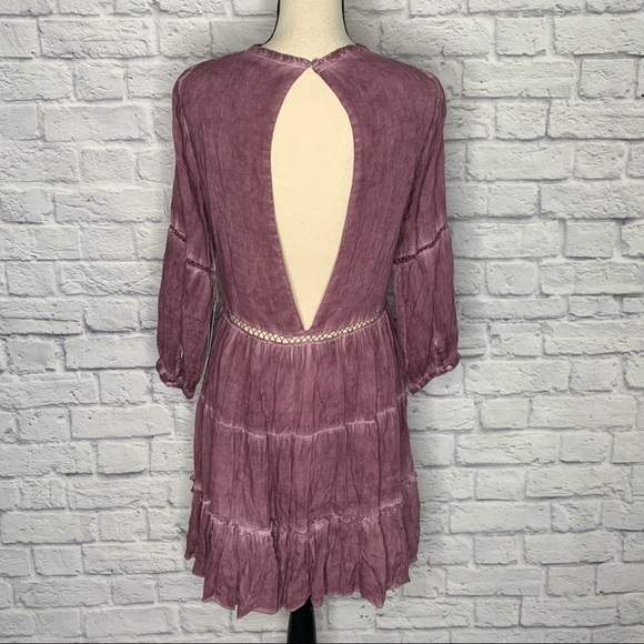 NWT Sea Gypsies Purple Mineral Wash Boho Tiered Long Sleeve Dress - Picture 12 of 16